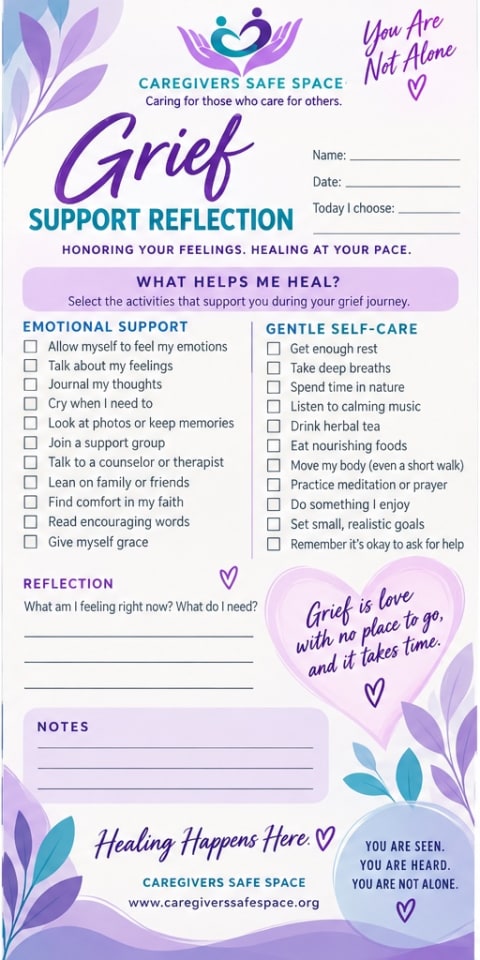 Grief Support Reflection printable