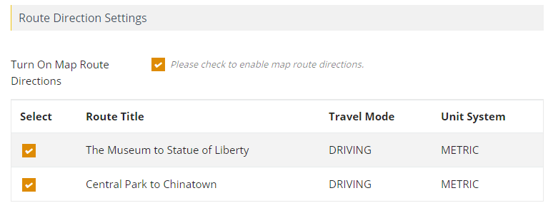 Route Direction Wpmapspro