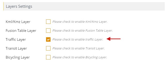 How to display traffic layer, transit layer and Bicycle Layer in Google map