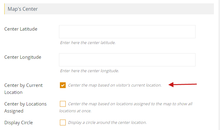 How to load the map based on the visitor's current location Wpmapspro