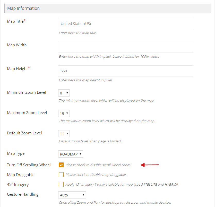 How to disable mouse scroll wheel in the map Wpmapspro