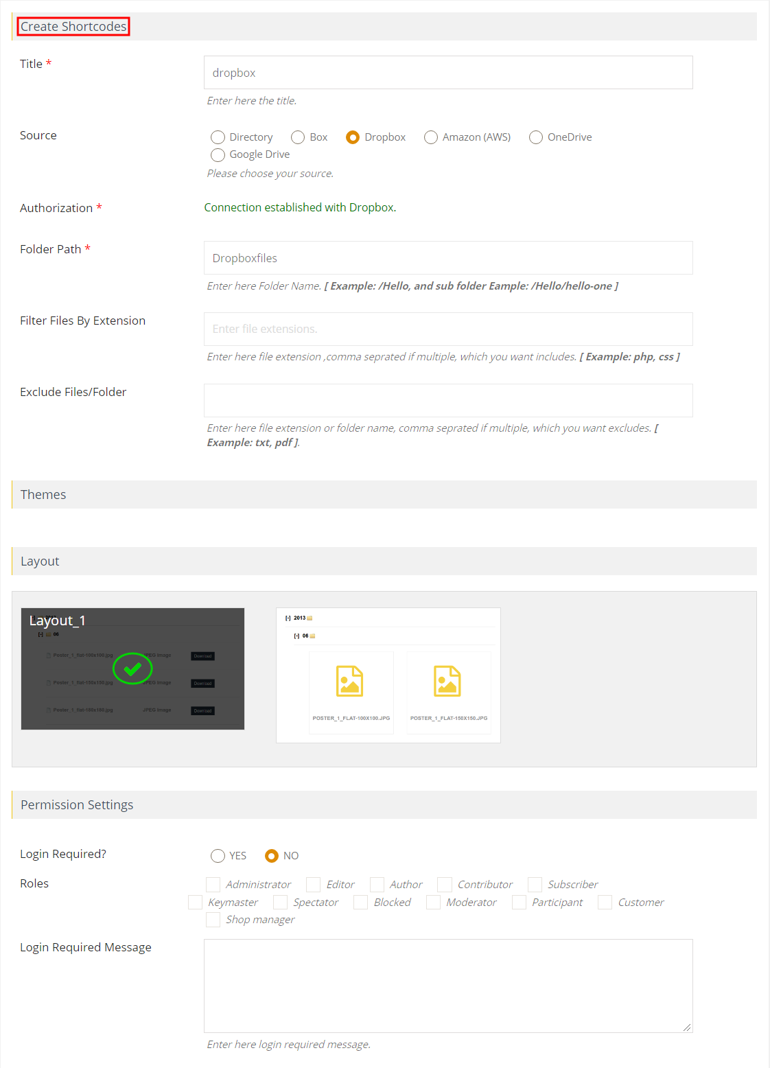 dropbox plugin authorisation