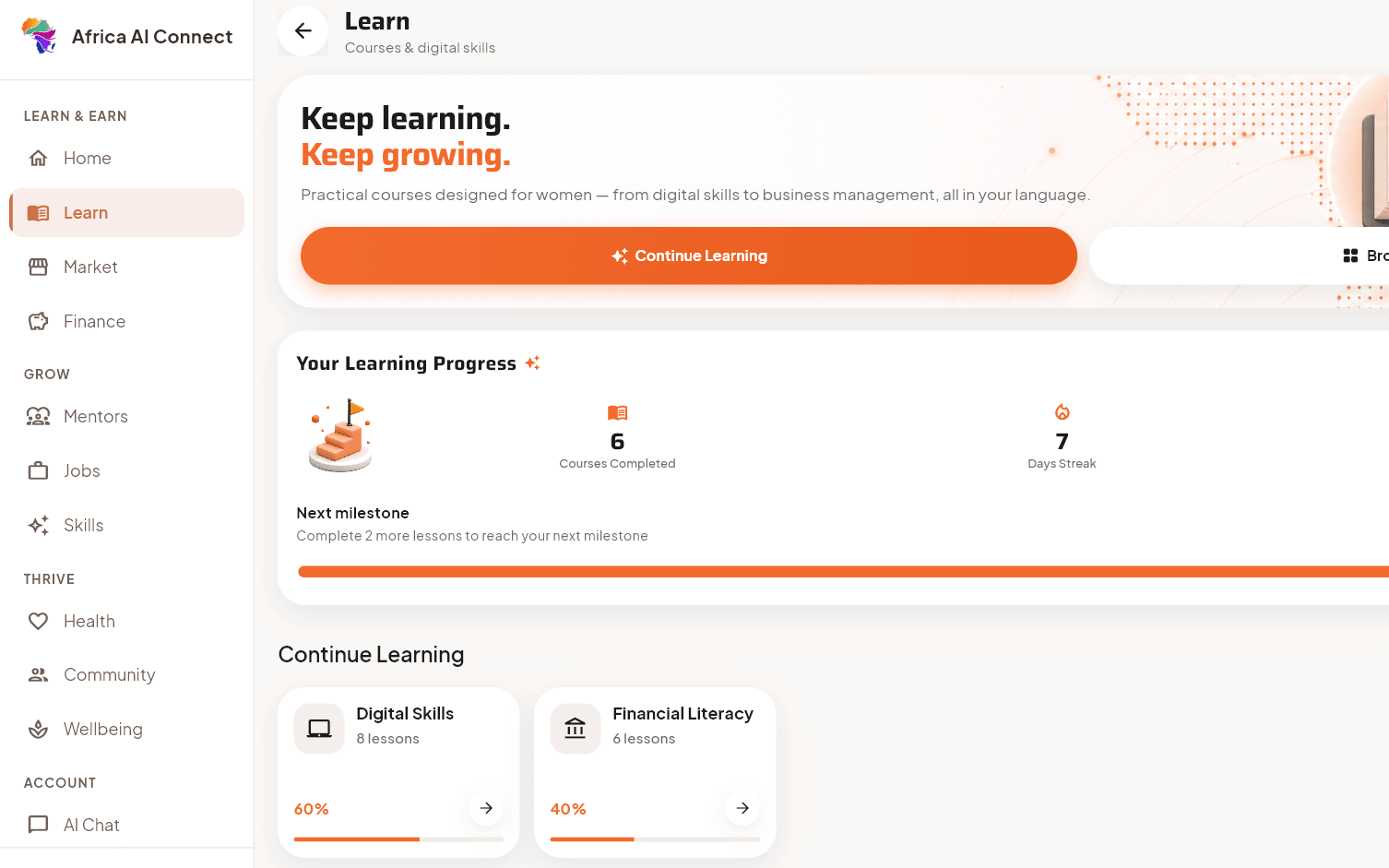 AI Connect Africa web interface