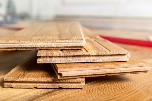 engineered wood flooring layers construction close up
