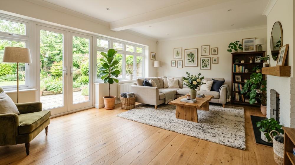 light oak engineered wood flooring in modern living room