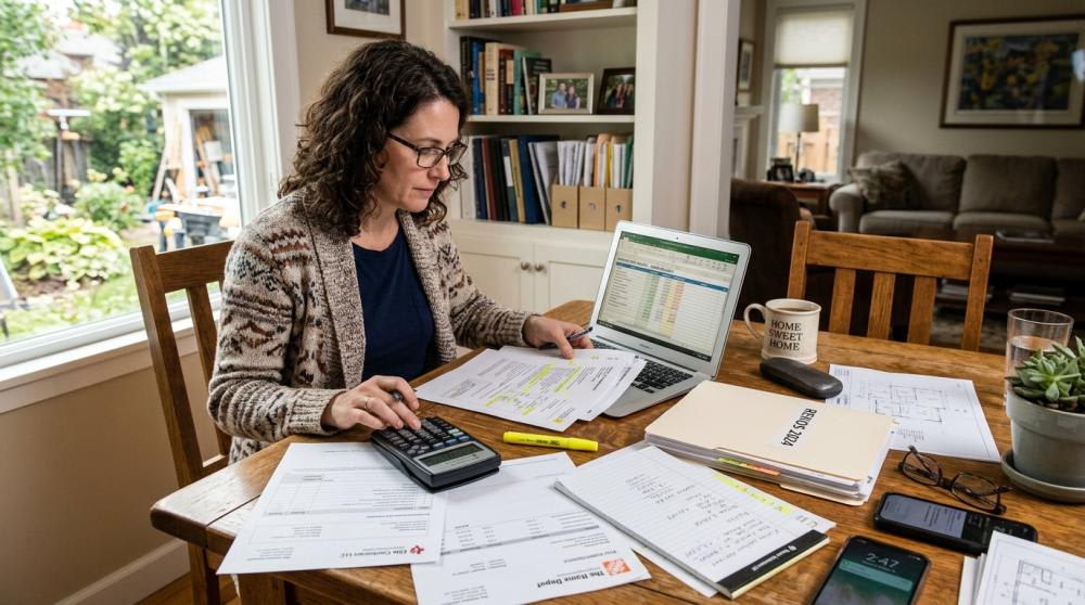 a homeowner doing her budgeting plan
