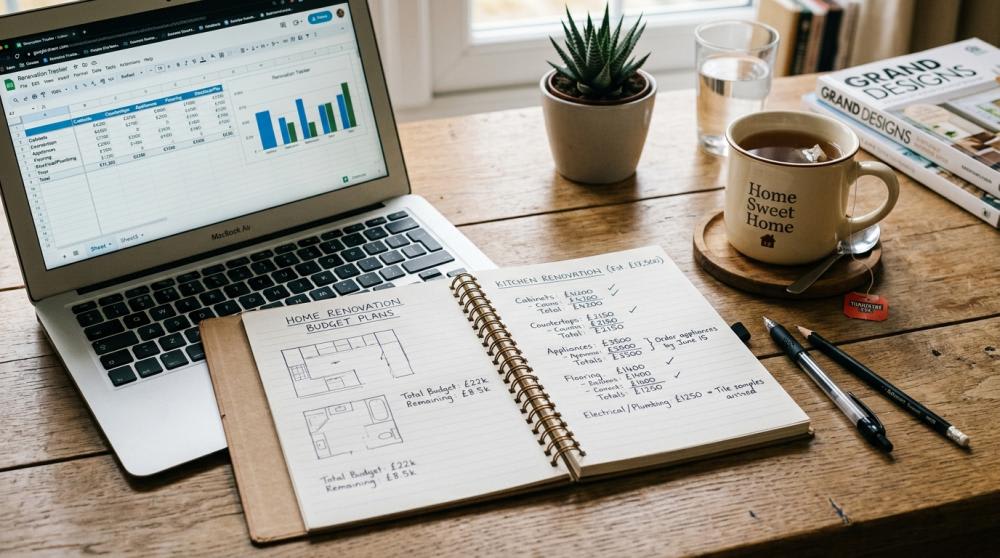 Setting a home renovation budget plan.