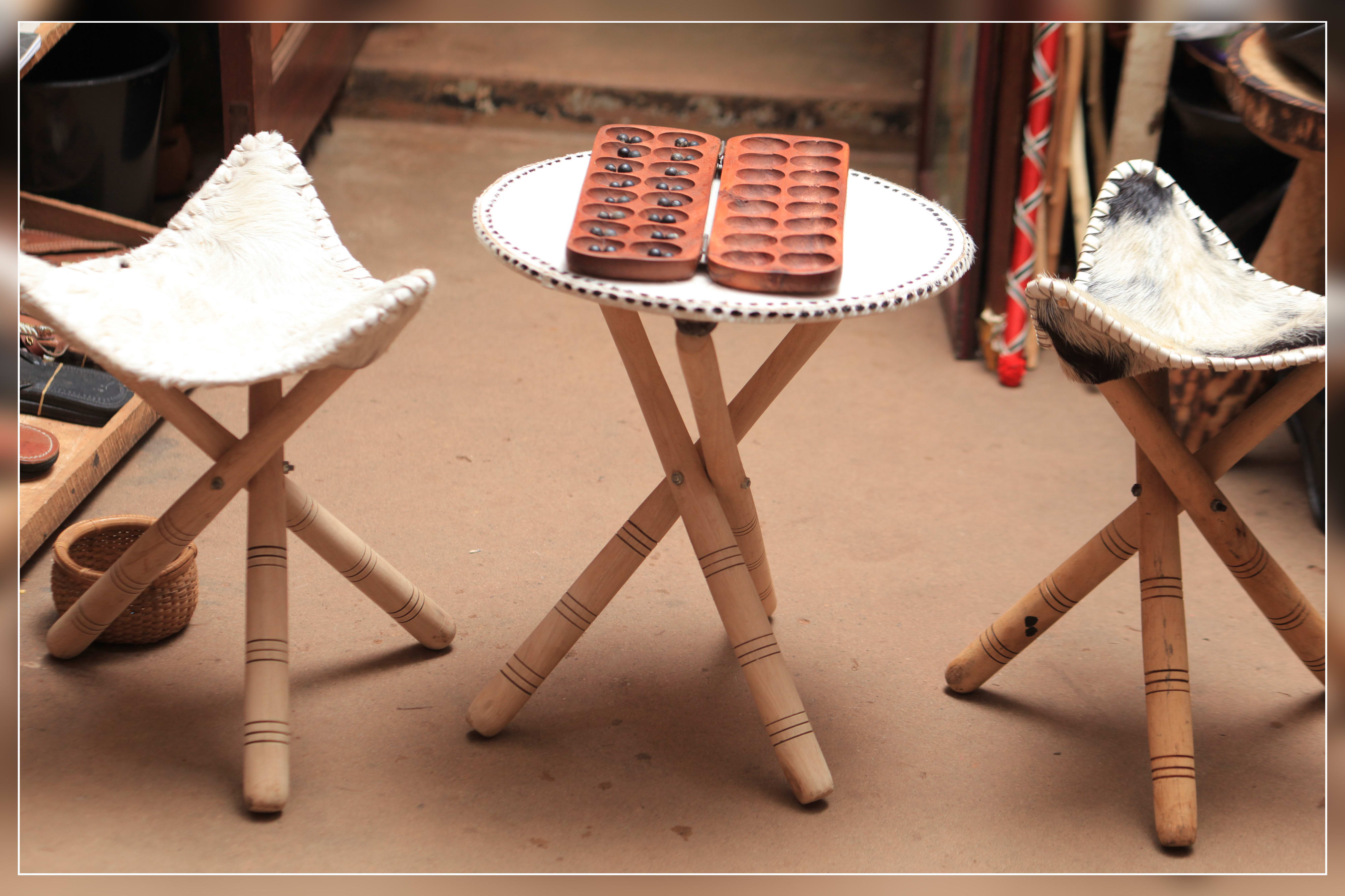 SET OF CHAIRS WITH ANIMAL SKIN