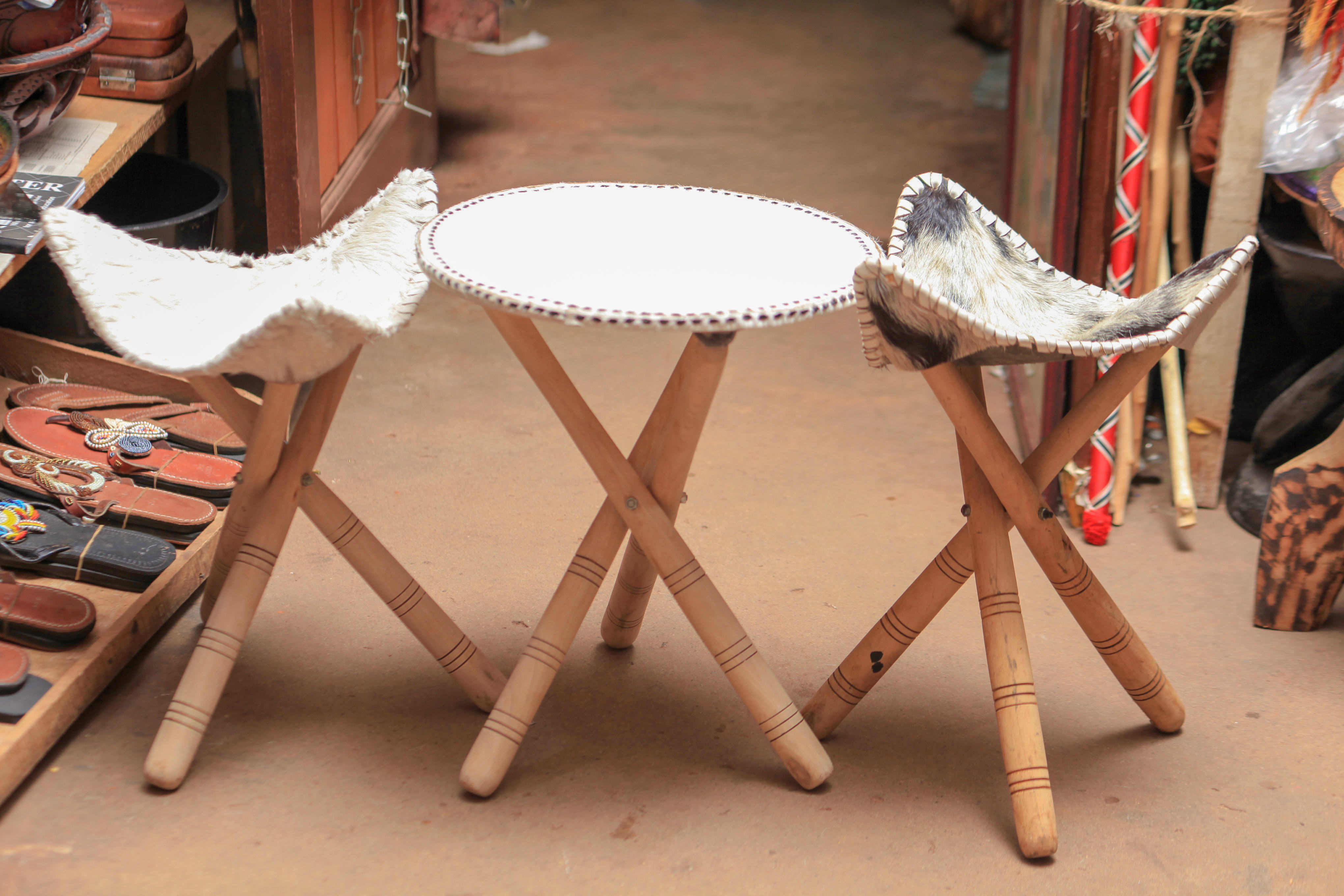 SET OF CHAIRS WITH ANIMAL SKIN