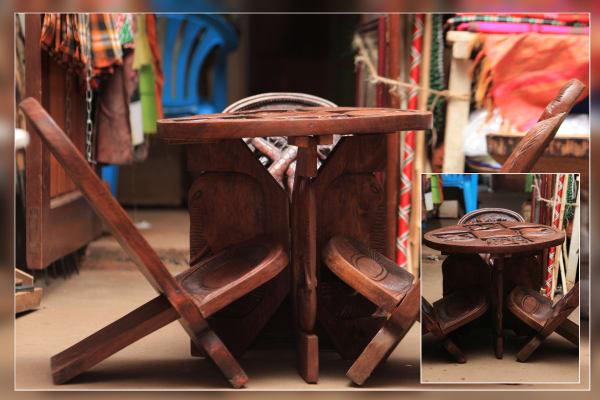HAND MOLDED SET OF CHAIR AND TABLE
