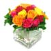 Mixed Bright Rose Vase - Deluxe