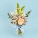 Snowy Sky Blue, White & Peach Rose Vase Arrangement - Standard