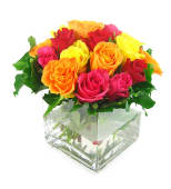 Mixed Bright Rose Vase