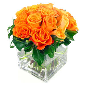 Orange Rose Vase - Standard