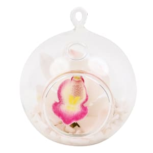 White Orchid Orb Glass Hanging Tealight Vase - Standard