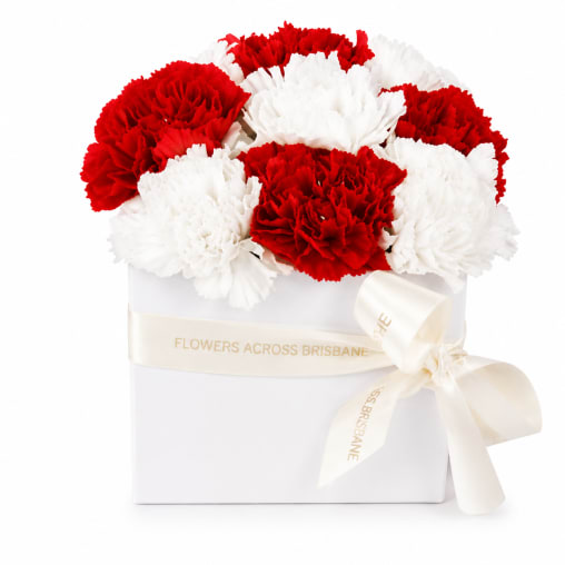 Little Carnation Flower Box Red & White