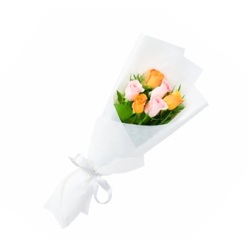 Pink And Orange Roses Bouquet