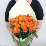Orange Rose Bouquet - 12 Roses (One Dozen)