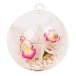 White Orchid Orb Glass Hanging Tealight Vase - Deluxe
