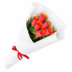 Orange Rose Bouquet - 6 Roses (Half Dozen)