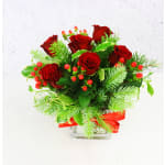 Red Rose Christmas Vase - Standard