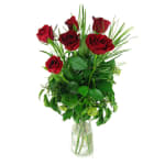 6 Red Rose Vase - 6 Roses (Half Dozen)