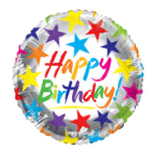 Birthday Stars On Silver Balloon