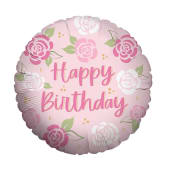 Pink Roses Happy Birthday Balloon