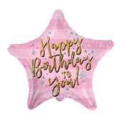 Hbd Pink Star Balloon