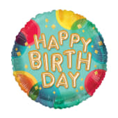 Hbd Gold Balloons On Blue