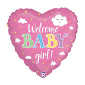 Welcome Baby Girl Heart Balloon