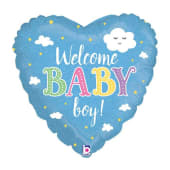 Holographic Welcome Baby Boy Balloon