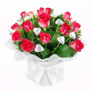 Roses & Silver Chocolate Heart Box - Deluxe