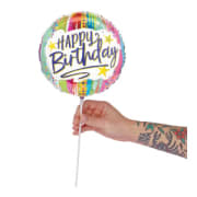 Birthday Painted Stripes Balloon Pick - Standard