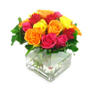 Mixed Bright Rose Vase - Standard