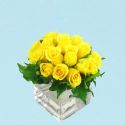 Yellow Rose Vase  - Deluxe