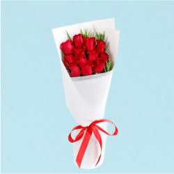 Valentine's 12 Red Rose Bouquet - 12 Roses (One Dozen)