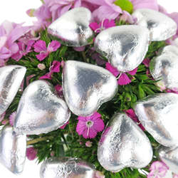 Full Of Sweet Love Flower Vase With Silver Heart Picks - Standard