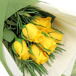 Yellow Rose Bouquet - 6 Roses (Half Dozen)