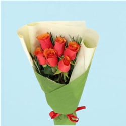 Orange Roses  - 6 Roses (Half Dozen)