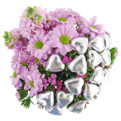Full Of Sweet Love Flower Vase With Silver Heart Picks - Standard