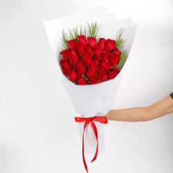 Valentine’s 24 Red Rose Bouquet - 24 Roses (Two Dozen)