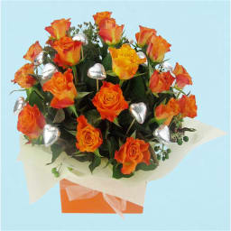 Roses & Silver Chocolate Heart Box