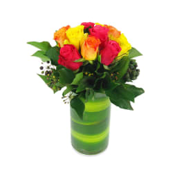 Splice Mixed Bright Rose Glass Cylinder Vase