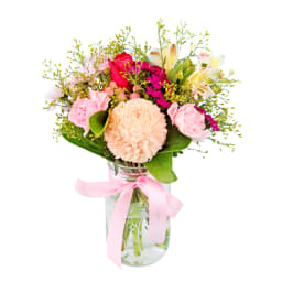 Blushing Beauty Mason Jar Vase