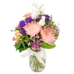 Blushing Beauty Mason Jar Vase