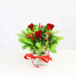 Red Rose Christmas Vase