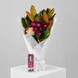 Daily Bouquet - Peach rose, pink spark, choc spoon