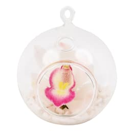 White Orchid Orb Glass Hanging Tealight Vase