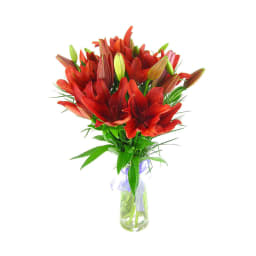 Red Lilies In A Vase